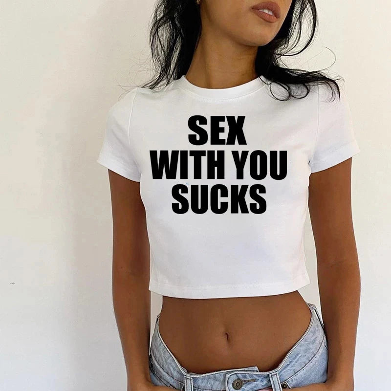 Gothic streetwear graphic tee - Unique and edgy Gothic tee designs Sex with you Sucks