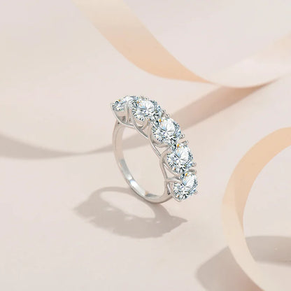 925 Sterling Silver 2.5-5 Carat Moissanite Diamond 5 Pcs Half Row Luxury Ring Trend Fashion Men Ladies Birthday Gift Wedding