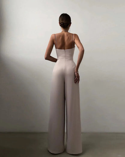 2024 New Style Sexy Elegant Sleeveless Long Jumpsuit Sling Jumpsuit High Waist Slim Wide Leg Jumpsuits Mopping Pants For Women
