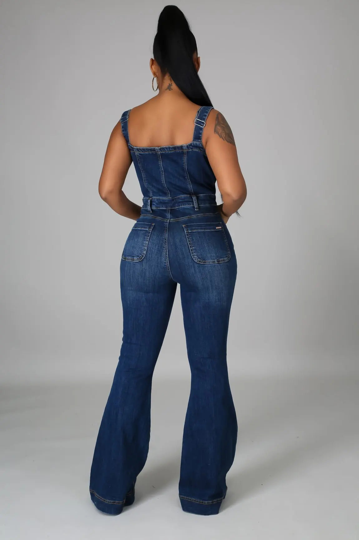 Women's Sexy Denim Suspenders Jumpsuit Summer Autumn Fashion Casual Wide Leg Jean Pants