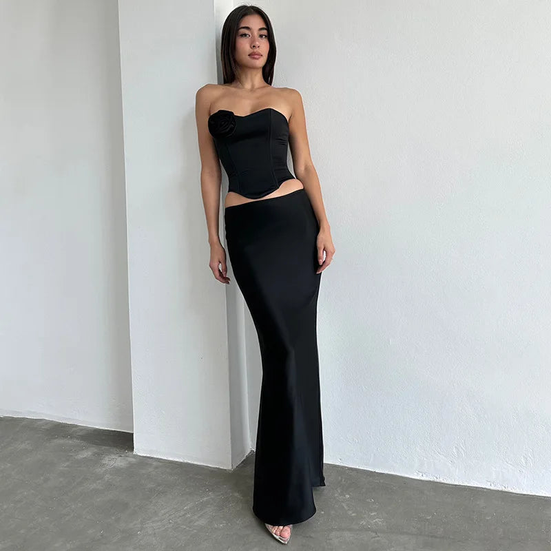 New Design Solid Color Premium Style Women's Skirt Long Dress Sexy Package Hip Skirt Long Dress Sexy Satin Party Vacation Skirt