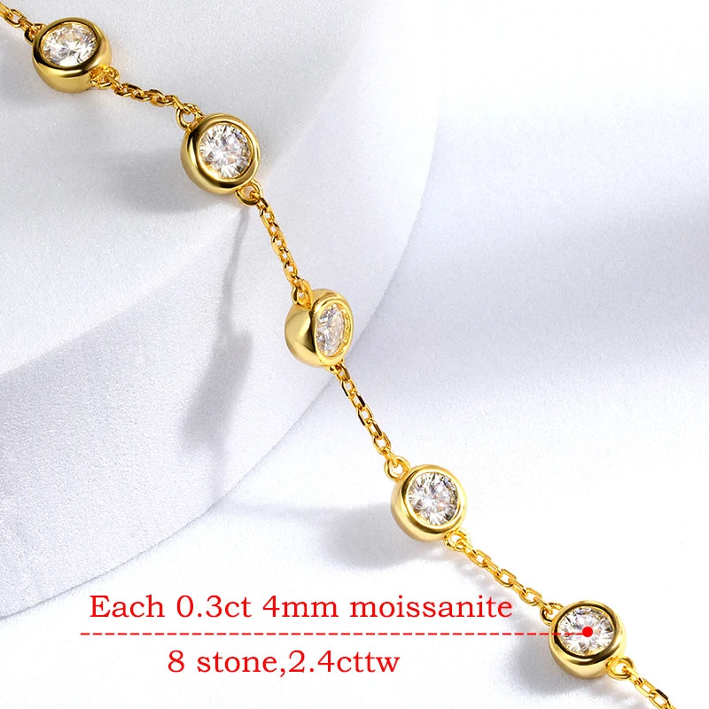 4/5mm Classic Bubble Moissanite Bracelet for Women 8 Stones Sparkling Lab Diamond Tennis Bracelet 925 Sterling Silver GRA