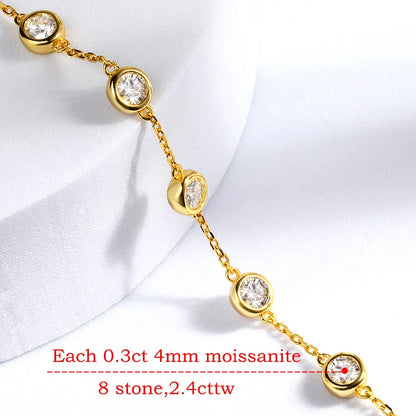 4/5mm Classic Bubble Moissanite Bracelet for Women 8 Stones Sparkling Lab Diamond Tennis Bracelet 925 Sterling Silver GRA