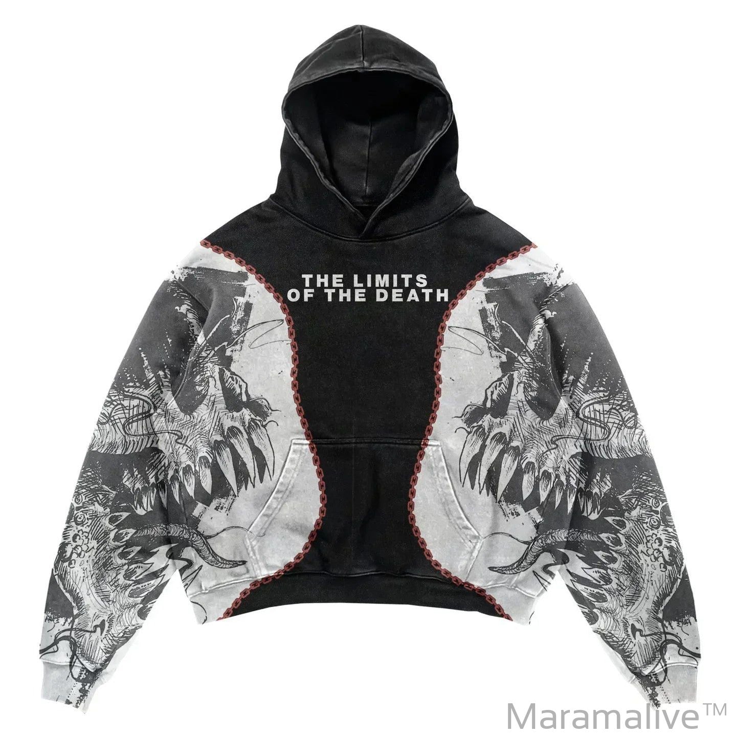 Explosions Printed Skull Y2K Retro Hooded Sweater Coat Street Style Gothic Casual Fashion Hooded Sweater Men's Female