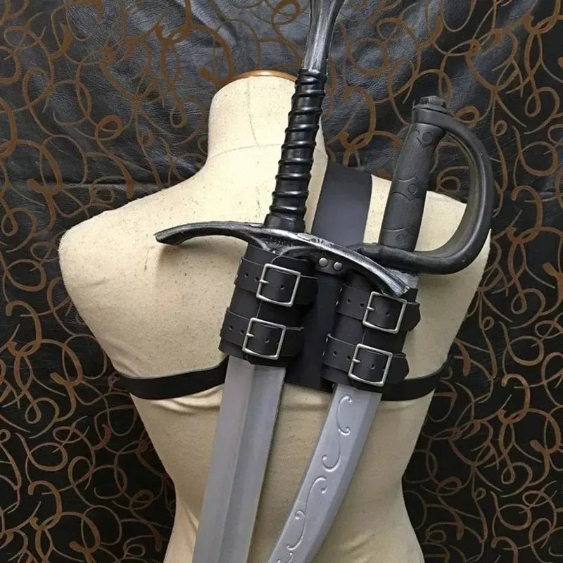 Medieval Sword Shoulder Back Scabbard Sheath Viking Knight Larp Cosplay Costume PU Leather Adjustable Holster For Men Women