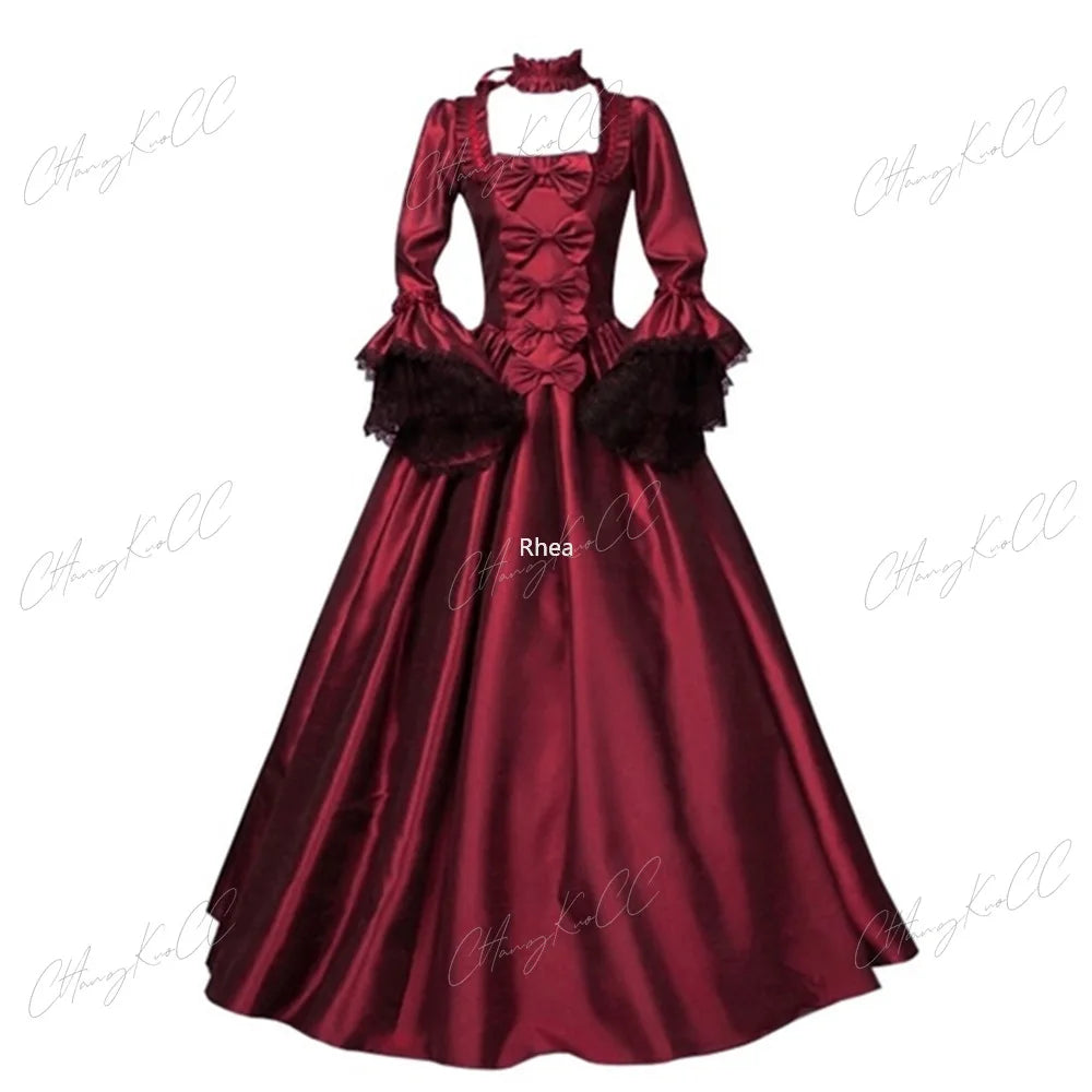 Plus Size 5XL Steampunk Vintage Women Medieval Dress Gothic Lady Vampire Lace Sleeve Halloween Costume