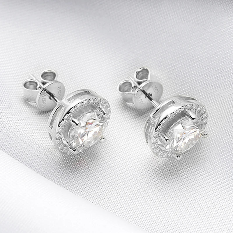 2CT Certified Moissanite Stud Earrings for Women Platinum Plating Sterling Silver Diamond Ear Studs Wedding Fine Jewelry