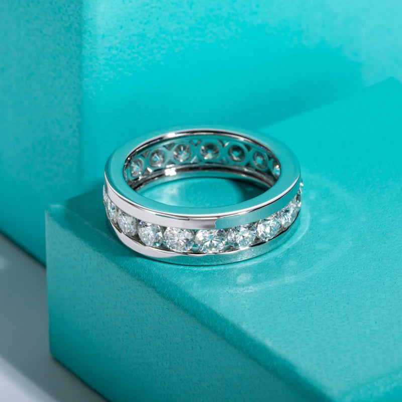 Stunning Moissanite Full Eternity Wedding Band Ring for Men & Women