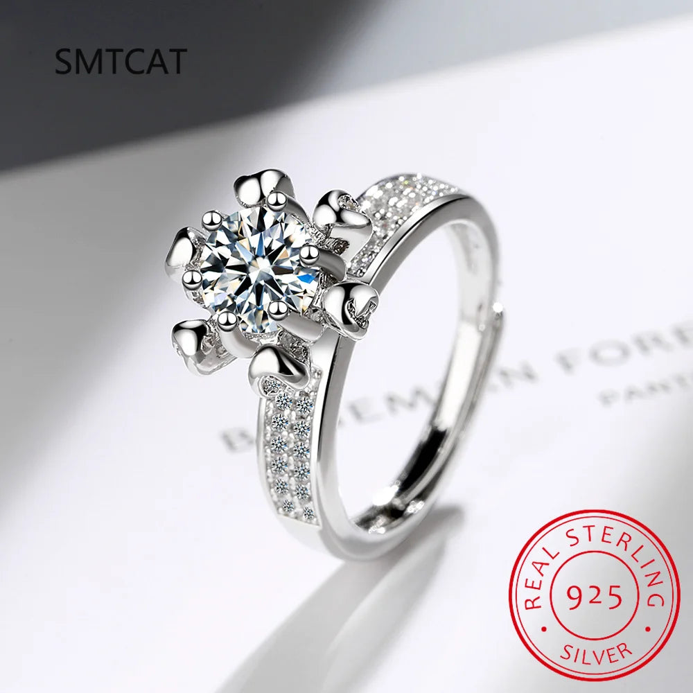 5.0ct Moissanite Engagement Ring Women 14K White Gold Plated Lab Diamond Ring Sterling Silver Wedding Rings Fine Jewelry