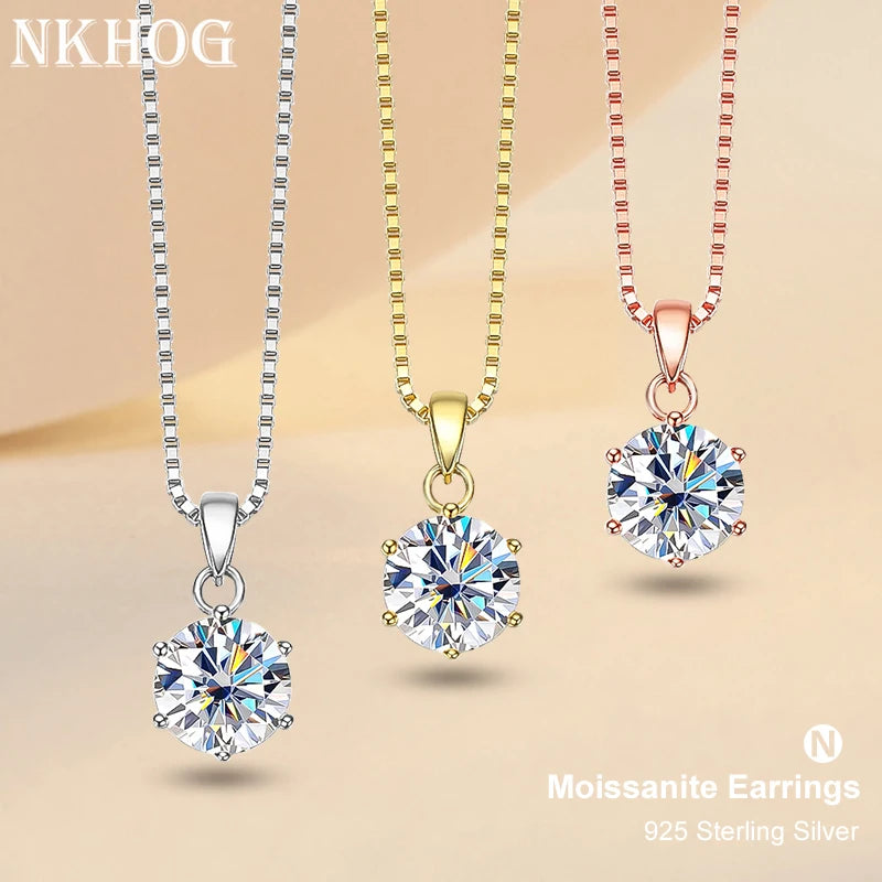 Moissanite Pendant Necklaces For Women Sterling Silver 925 D Color VVS Lab Diamond Fine Jewelry Wedding Party Gift