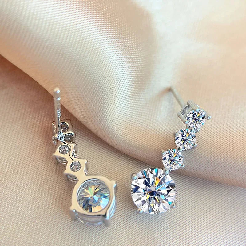S925 Silver Moissanite Drop Earrings For Women 2.6 Carat D Color VVS1 Moissanite Diamond Engagement Wedding Jewelry Gift