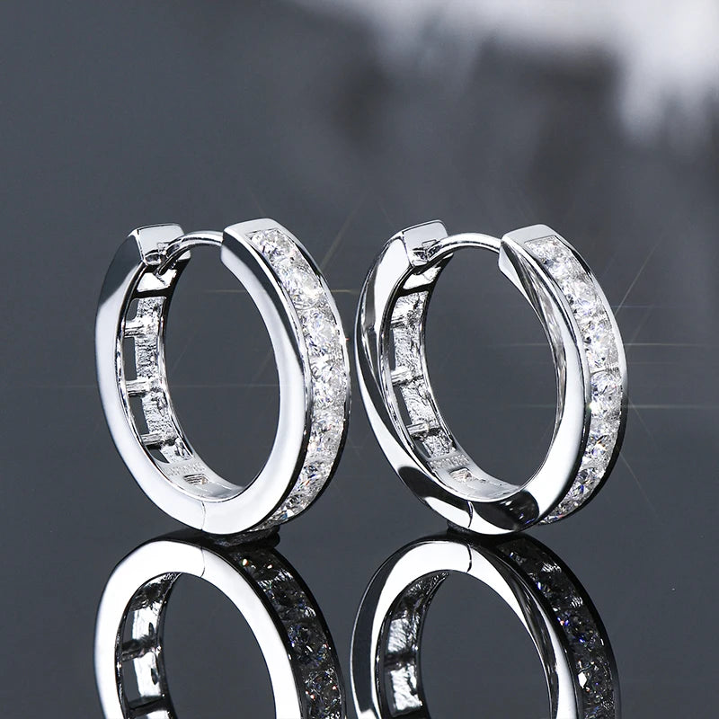 Custom moissanite hoop earrings. Silver