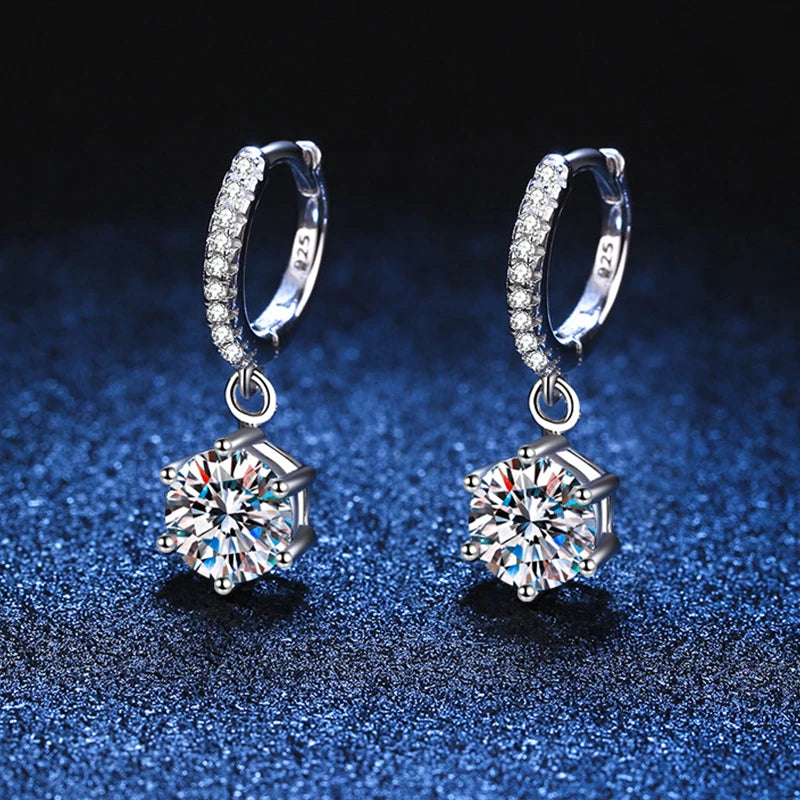 1ct Moissanite Drop Earring for Women Sparkling Diamond Earrings S925 Sterling Silver White Gold Plated Wedding Jewelry