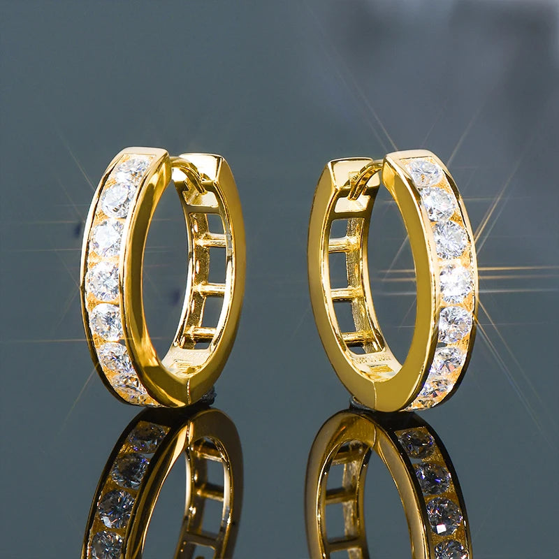 Custom moissanite hoop earrings. Gold