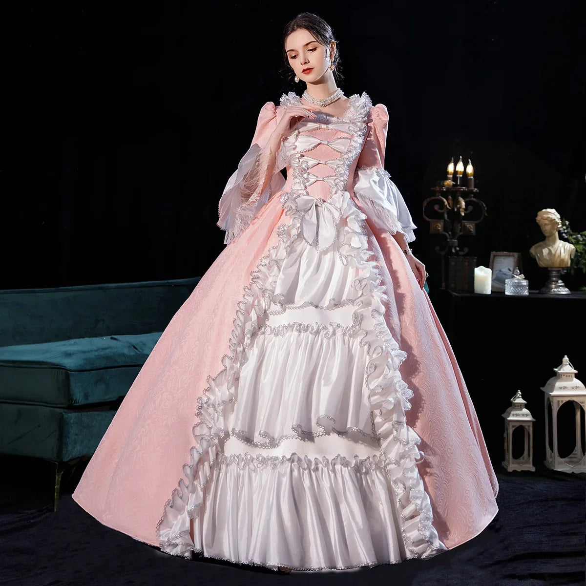 Romantic Pink Noble Princess Cinema Portrait Banquet Makeup Ball Drama Performance British Gown Dress