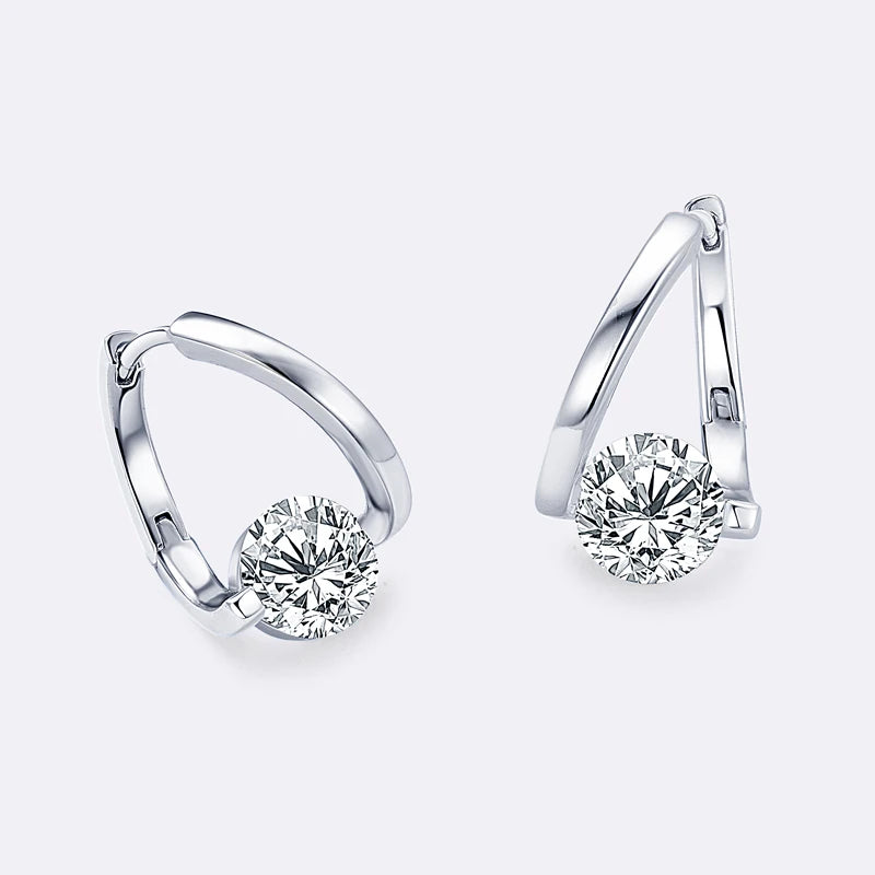 1.0ct 6.5mm VVS1 Moissanite Twist Hoop Earrings For Women 925 Sterling Silver Party Solitaire Earrings Trendy Jewelry
