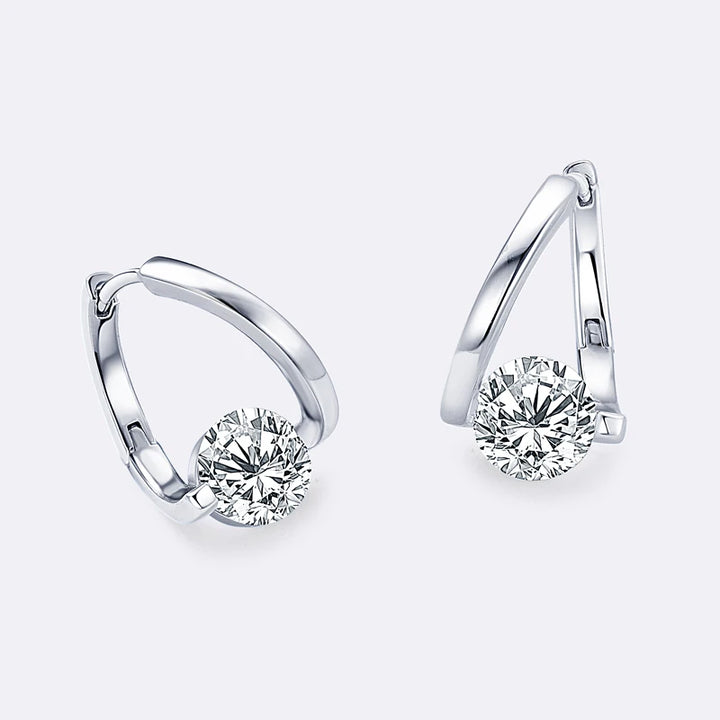 Sterling silver moissanite hoop earrings for women.