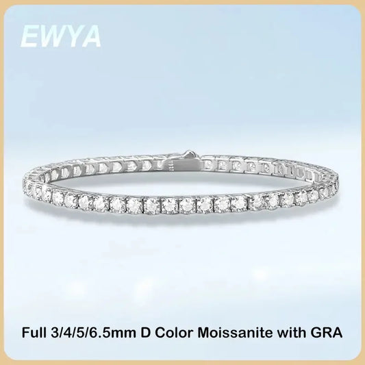 New In GRA Certified 3/4/5/6.5MM White Full Moissanite Tennis Bracelet for Women Men 925 Silver Diamond Link Bracelets