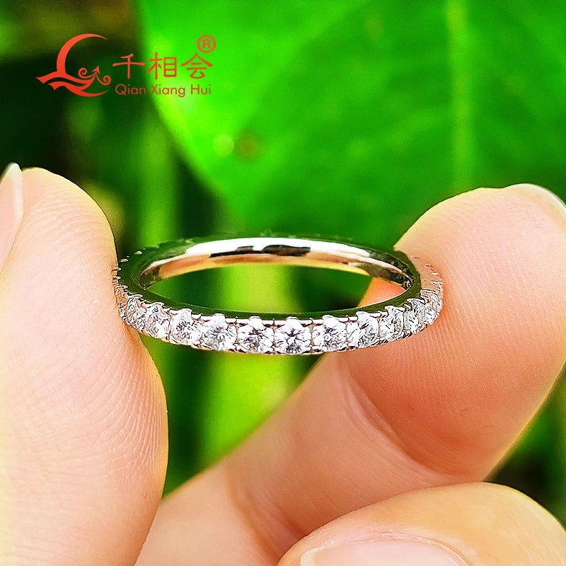 solid 2mm Moissanite Full Eternity Ring Band 925 Sterling Silver white Round Moissanite Diamond Jewelry gift dating party women