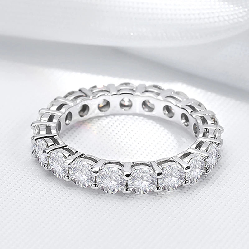 Full Moissanite Ring for Women Sparkling Wedding Eternity Bands 100% S925 Sterling Silver Jewelry Classic Ring GRA