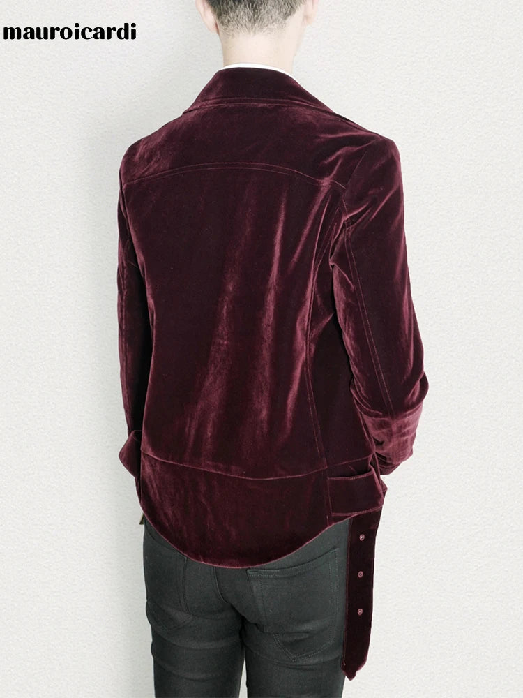 Short Black Soft Cool Velvet Biker Jacket for Men Runway Mens Designer Clothes Fashion Luxury 2022
