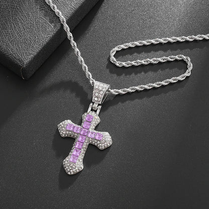 Exquisite Zircon Cross Necklace for Men and Women, Trendy Clothing and Jewelry Accessories