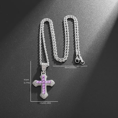 Exquisite Zircon Cross Necklace for Men and Women, Trendy Clothing and Jewelry Accessories