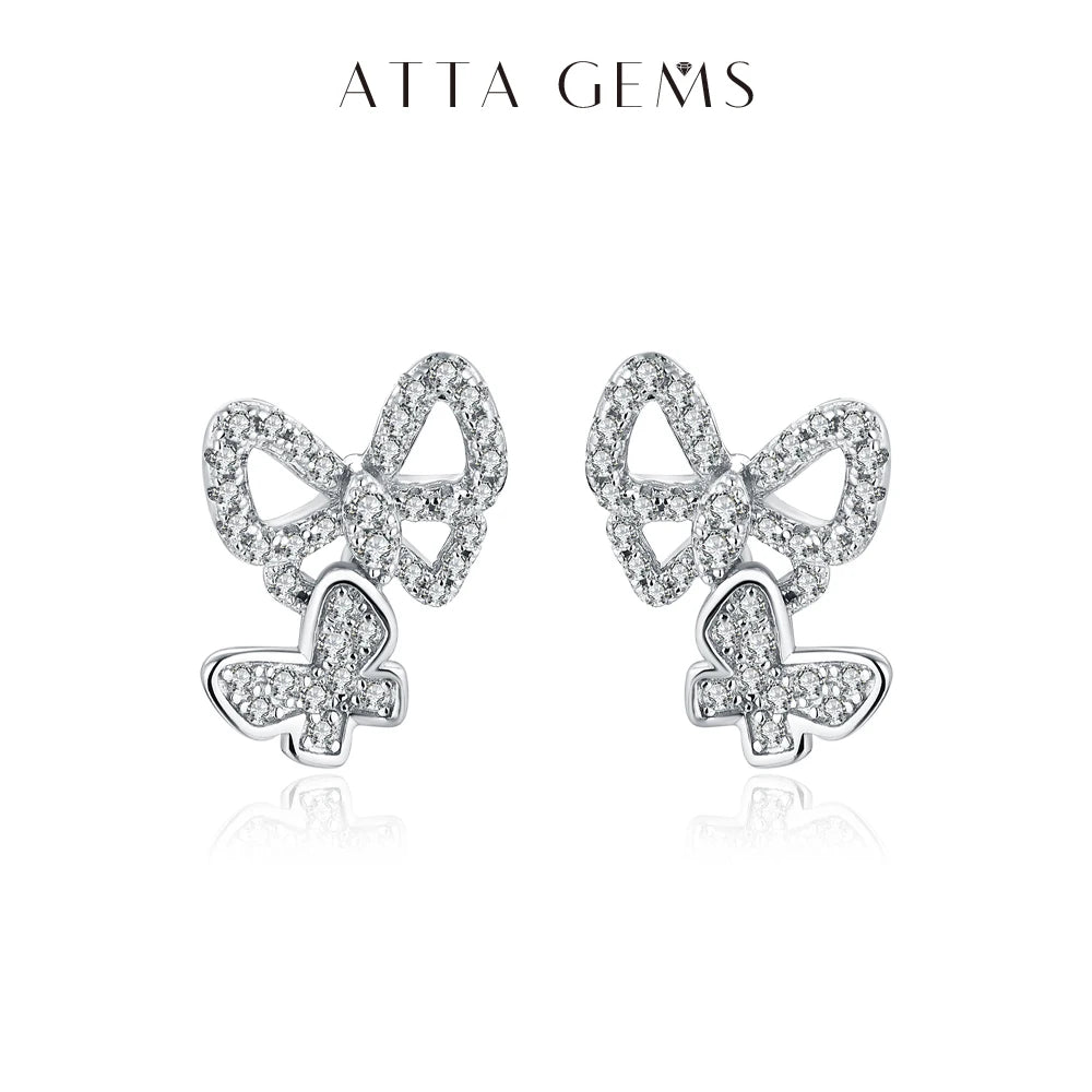 New Moissanite Earrings Butterfly Suit Stud Earrings for Women 925 Sterling Silver Sparkling Wedding Jewelry