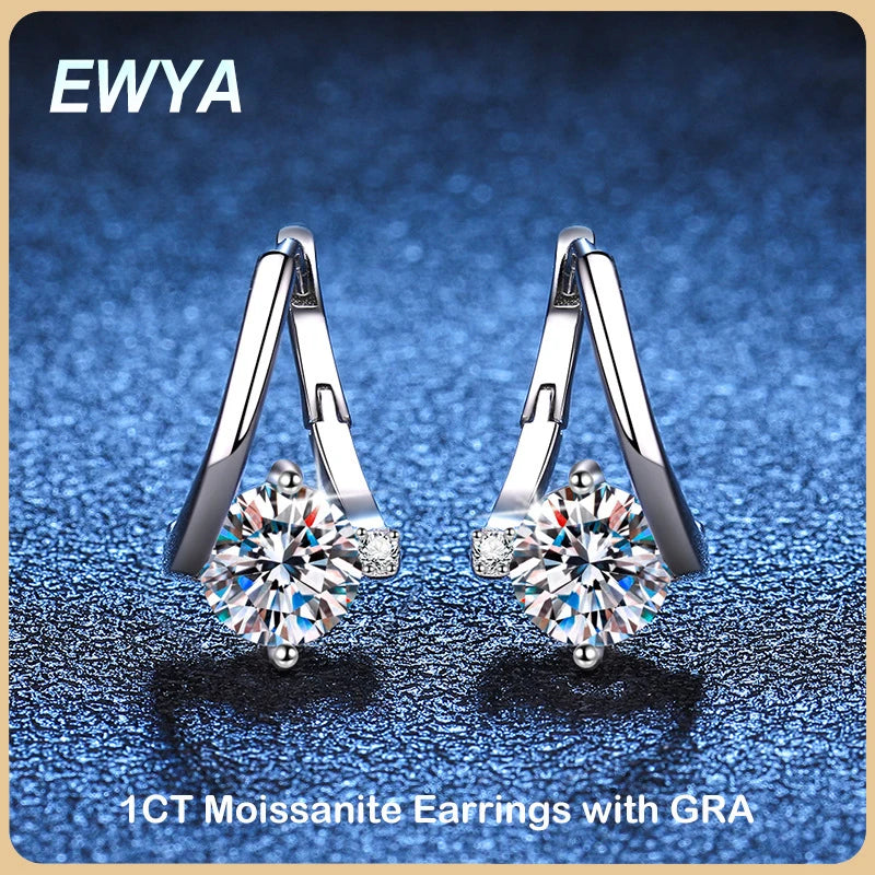 Moissanite Hoop Earrings For Women Party S925 Sterling Silver Diamond Earring