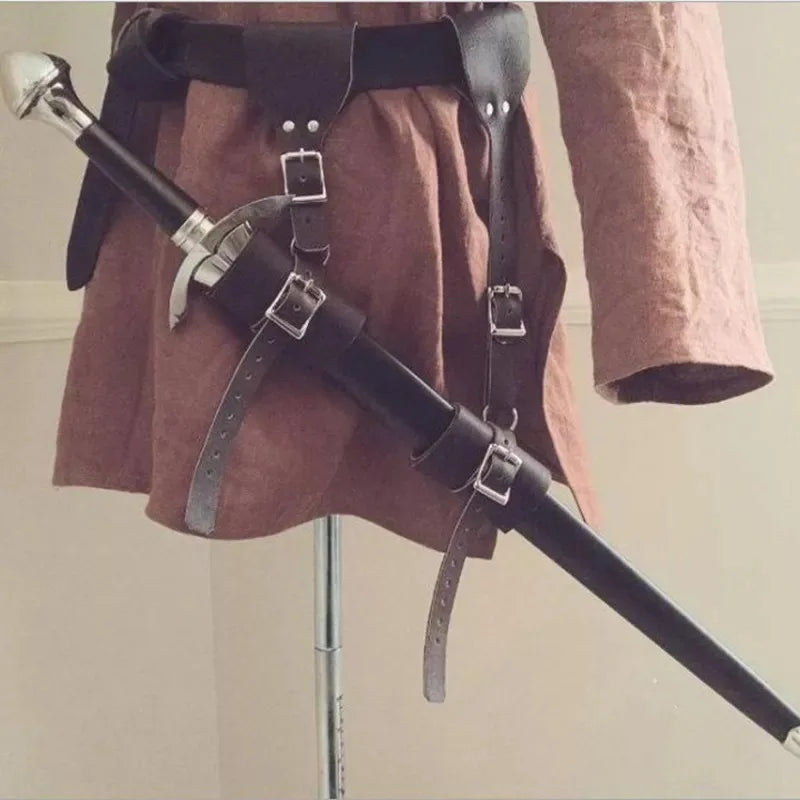 Medieval Sword Belt Scabbard Sheath Holder Steampunk Gothic Leather Rapier Strap Holster Hanger Knight Warrior Cosplay Accessory
