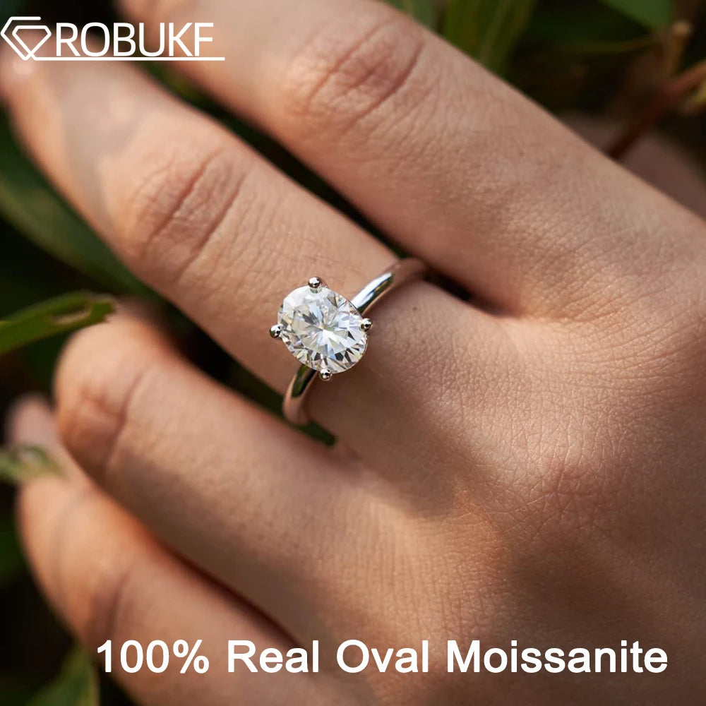 Oval Moissanite Ring For Woman 925 Sterling Silver Lab Created Diamond Ring With Certificate Original 3CT Wedding Band Jewelry