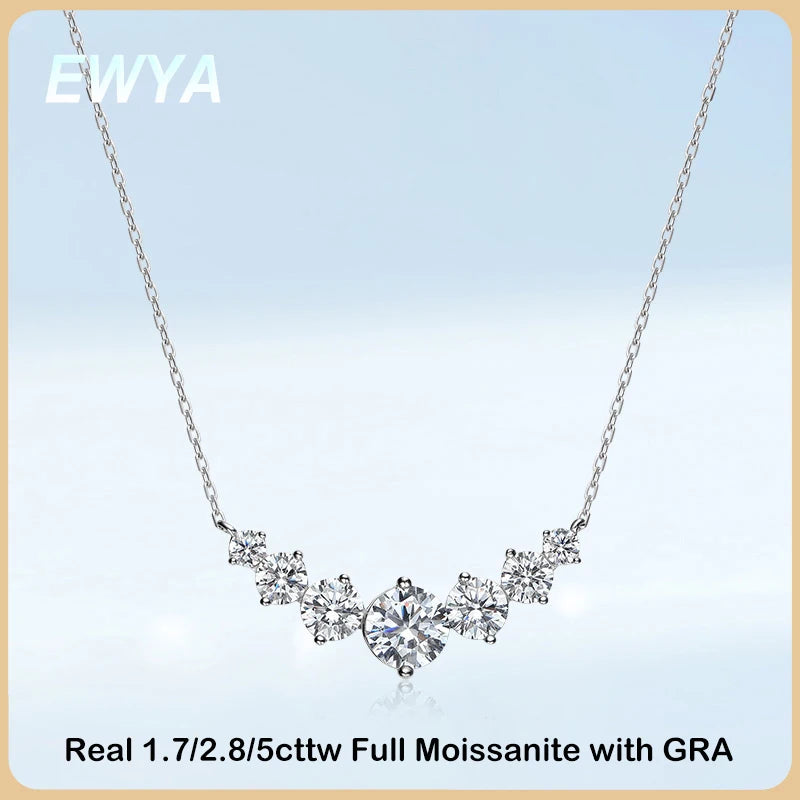 Luxury 1.7/2.8/5cttw Moissanite Pendant Necklace for Women 925 Sterling Silver Necklaces Wedding Anniversary Fine Jewelry