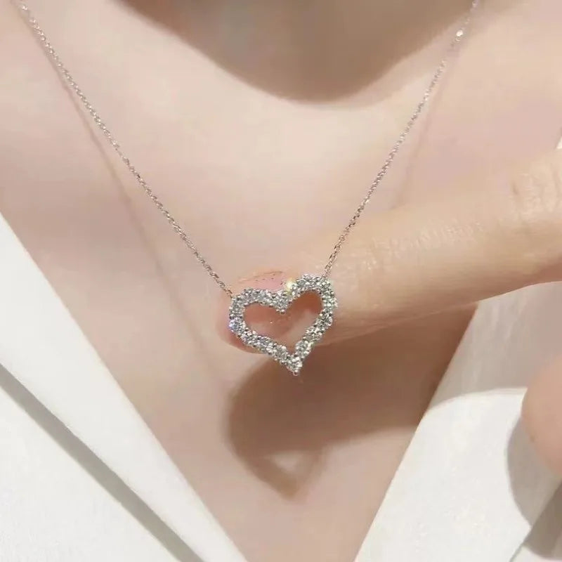 Heart Shape Moissanite Diamond Pendant Solid Sterling Silver 925 Necklace High Quality Wholesale Jewelry Engagement Gift