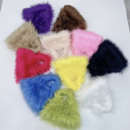Winter Soft Fluffy Faux Fur Bag Women Solid Color Plush Handbag Casual Fuzzy Square Travel Street Messenger Bag Purse