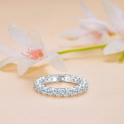 Moissanite Ring Full Eternity Band for Women 925 Sterling Silver Diamond Wedding Engagement Ring