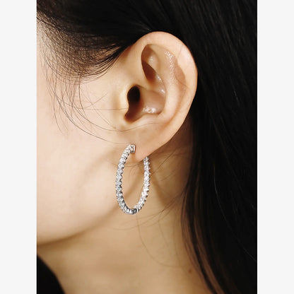 Newest D Color 2mm Full Moissanite Hoop Earrings S925 Sterling Silver Stud Ear Plate Pt950 Jewelry For Women Gift