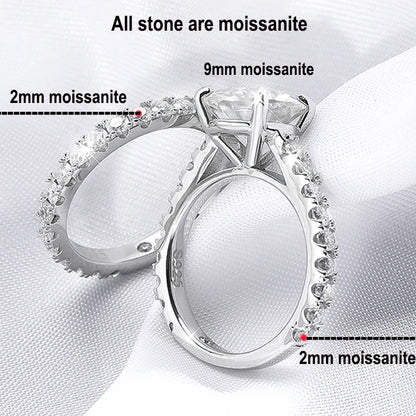 18k Plated 0.6-4.2CT All Moissanite Rings for Women Sparkly Luxury Wedding Diamond Band 925 Sterling Silver Jewelry GRA