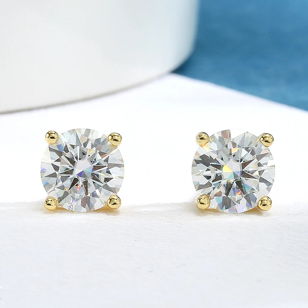 Moissanite Earrings for Women 925 Sterling Silver Plated 18K Gold Earrings Fashion Wedding Lab Created Diamond Gift  for Jewelry
