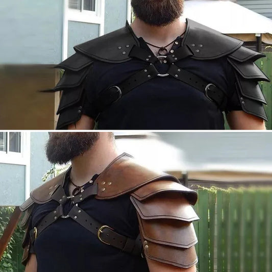 Medieval Viking Gladiator Warrior Leather Pauldrons Double Shoulder Armor Spaulders Samurai Knight Cosplay Costume Props For Men
