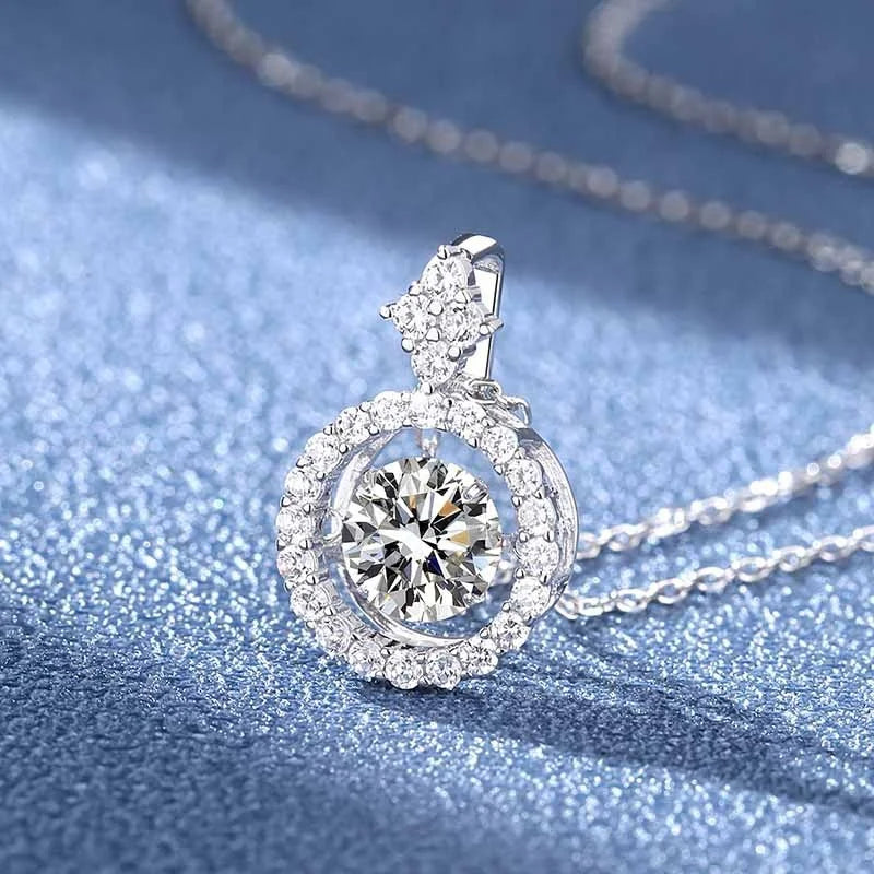 1 CT Moissanite Pendant For Women Simulated Diamond Necklace S925 Sterling Silver Jewelry Girl Valentine's Day Gift