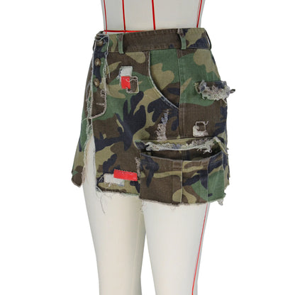 Summer Ladies Camouflage Skirt 2024 Open Window Shopping Can Wear Comfortable Casual Women Bag Buttock Short Skirt