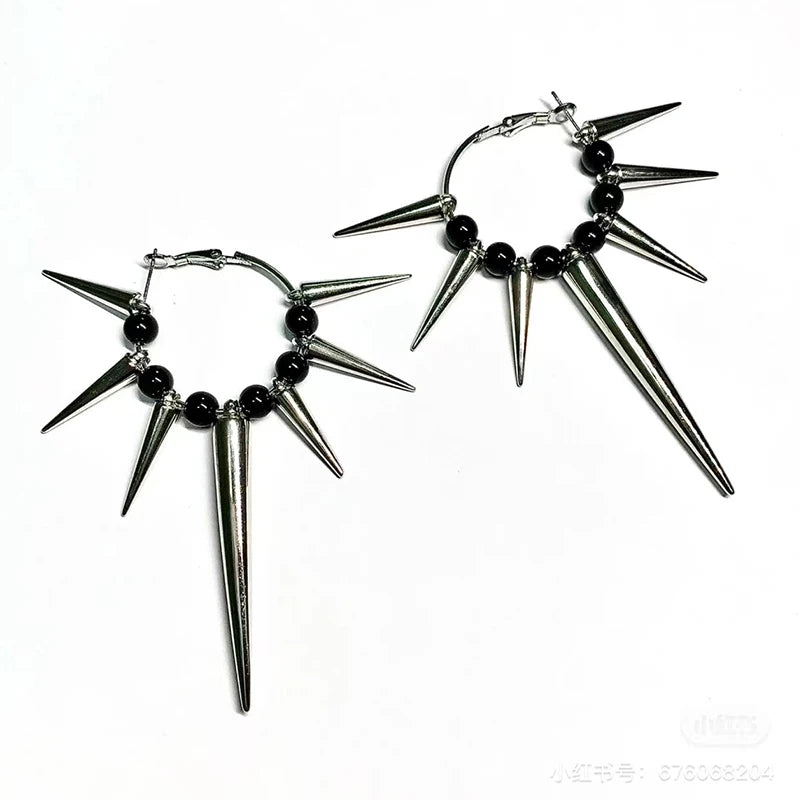 Grunge Rock Accessories Rivet Hoop Earrings Cool Hip Hop Earrings for Women Egirl Jewelry Punk Korean Earrings Fashion