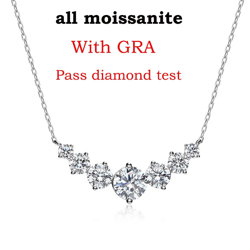 Elegant sparkling princess cut moissanite necklace.