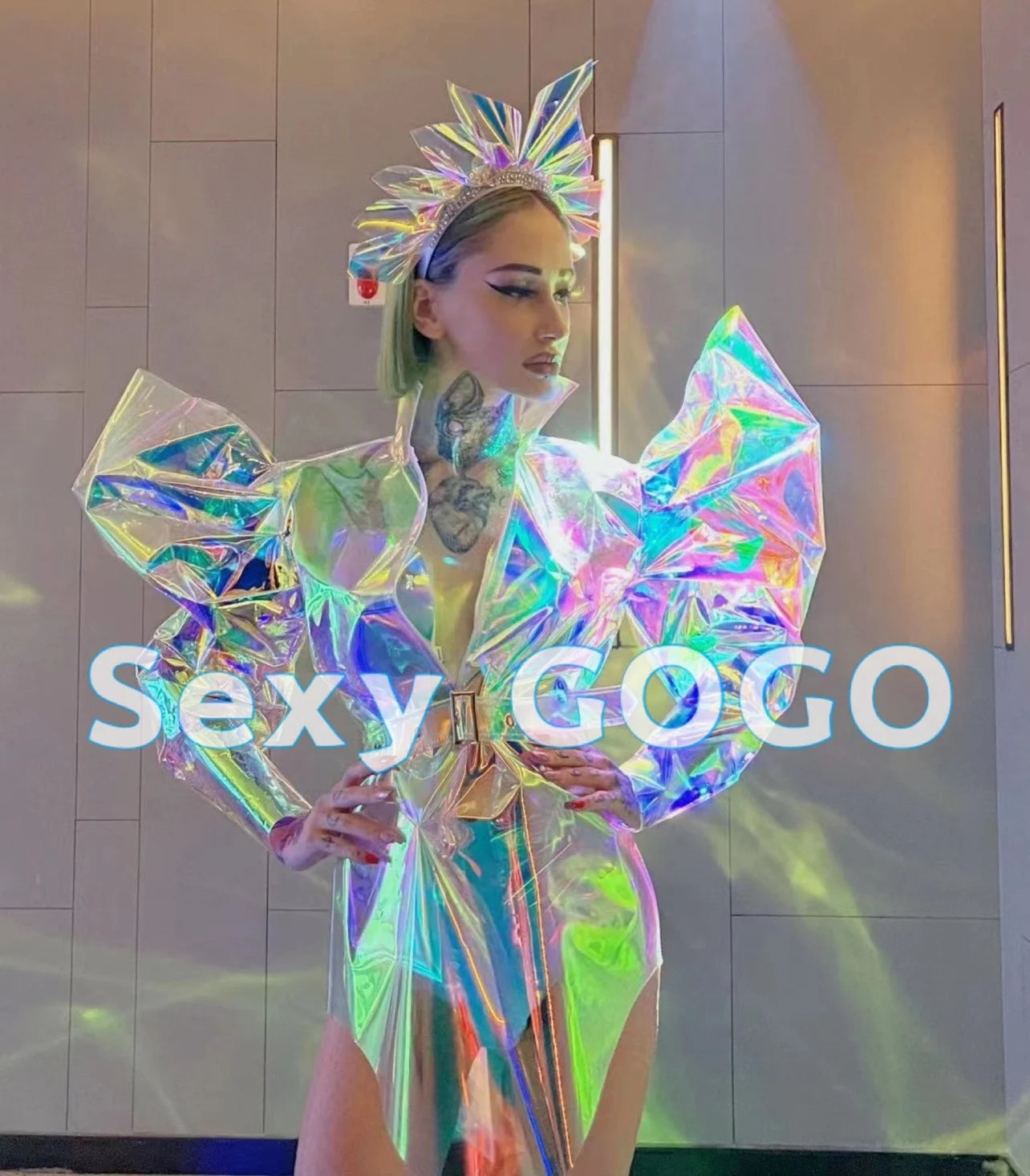 Lady Gaga Sexy Drag Queen Costumes Women Laser Costume Nightclub Party Technology  Laser Fly Shoulder Festival Stage Costumes