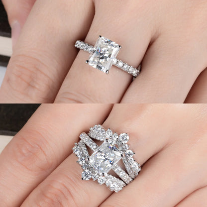 AnuJewel 3ct D Color Radiant Cut Moissanite Engagement Gold Plated 925 Sterling Silver Rings For Woman Customs Jewelry Wholesale