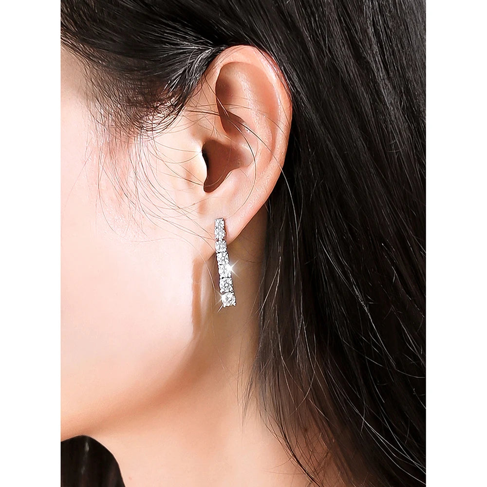 KNOBSPIN D VVS1 Moissanite Pandent Earrings for Woman Wedding Jewely with GRA s925 Sterling Sliver Plated 18k White Gold Earring