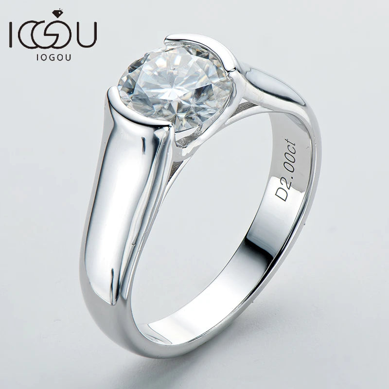 Moissanite Diamond Solitaire Engagement Rings For Women 100% 925 Sterling Silver Bridal Wedding Band Bezel Setting 8mm