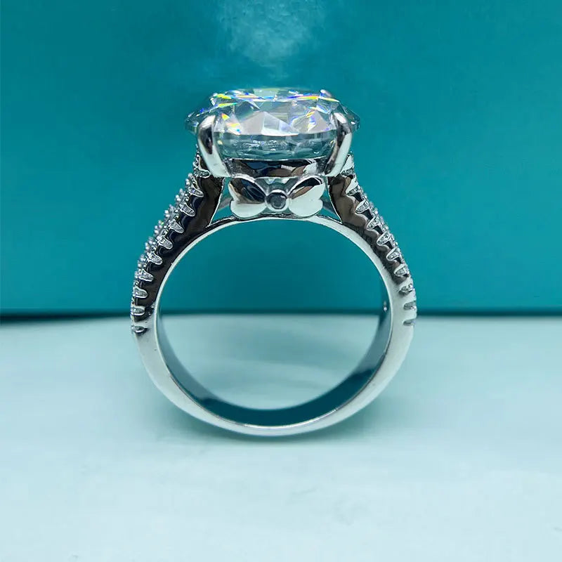 Luxury Designer D Color 10CT 14mm Moissanite Engagement Ring for Women Girl S925 Silver Plated PT950 Diamond Rings Band