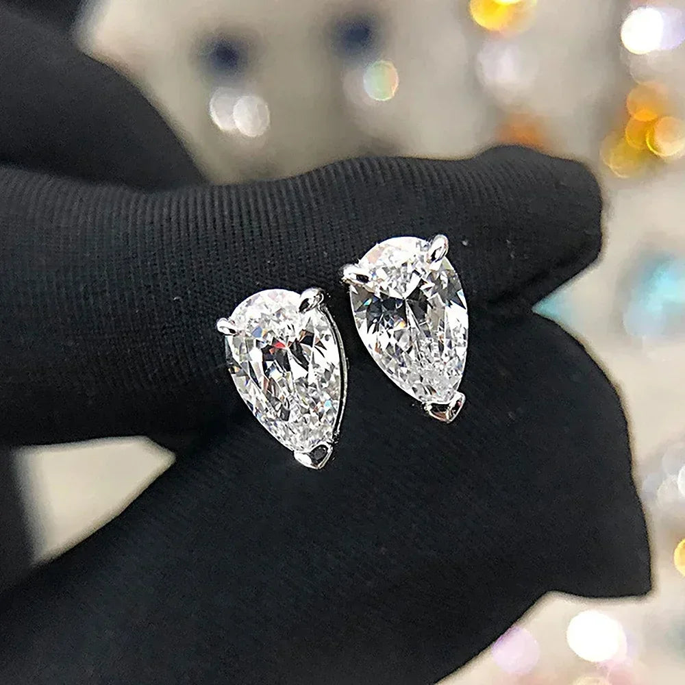 4CT Pear Cut Moissanite Diamond Earrings With GRA 100% S925 Sterling Silver Waterdrop Stud Earring for Women Men Fine Jewelry