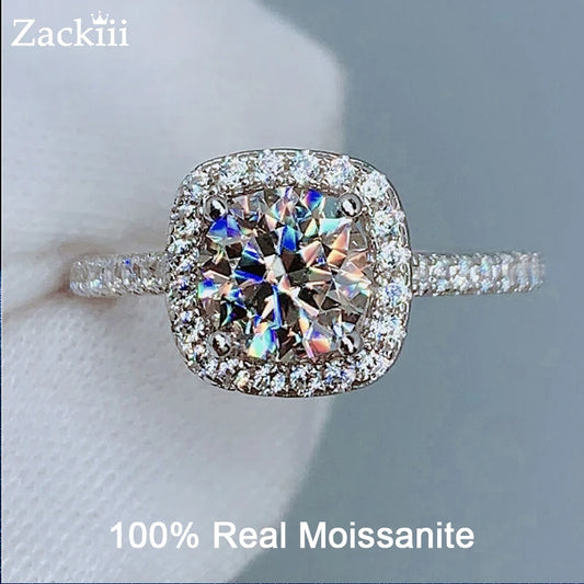 100% Moissanite Ring Engagement Rings for Women Brilliant Round Cut Diamond Sterling Silver Proposal Wedding Band Bridal Sets